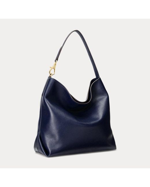 Lauren by Ralph Lauren Blue Leather Large Kassie Shoulder Bag