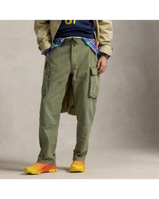 Polo Ralph Lauren Green Relaxed Fit Herringbone Twill Cargo Trouser for men