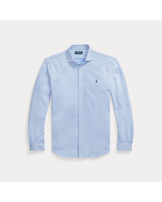 Polo Ralph Lauren Blue Herringbone Jacquard-knit Shirt for men