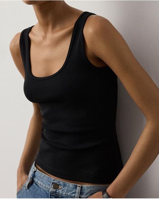 Ralph Lauren Black Ellis Rib-Knit Cotton-Blend Tank Top