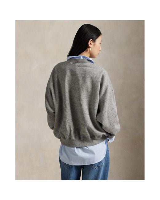 Felpa a girocollo con stemma ricamato di Polo Ralph Lauren in Gray