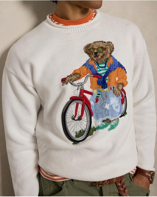 Polo Ralph Lauren White Polo Bear Cotton Roll Neck Jumper for men