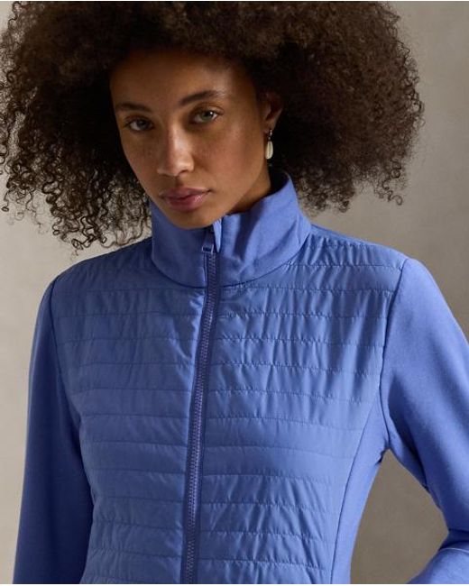 Ralph Lauren Blue Hybrid French Terry-Quilted Zip Jacket