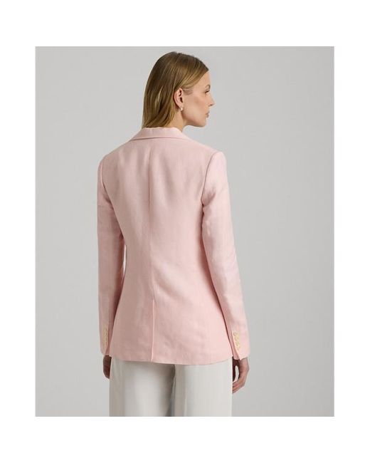 Blazer in twill di misto lino di Lauren by Ralph Lauren in Pink