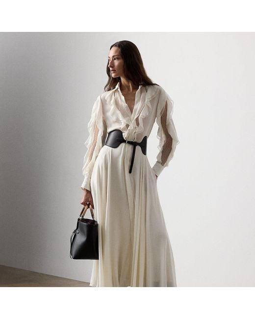 Ralph Lauren Natural Melony Silk Georgette Day Dress