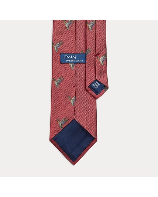 Polo Ralph Lauren Red Graduate Mallard-Patterned Silk Tie for men