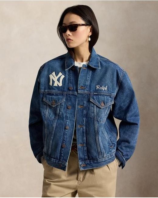 Polo Ralph Lauren Blue Polo Ralph Lauren Lauren Yankees Trucker Jacket for men