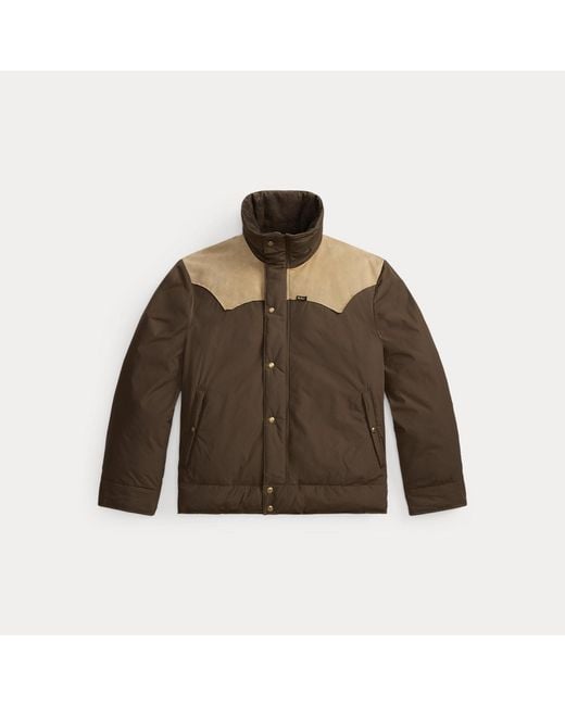 RRL Blue Leather-Yoke Western Jacket for men
