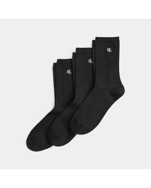 Ralph Lauren Black Ralph Lauren Rib-Knit Cotton-Blend Crew Sock 3-Pack