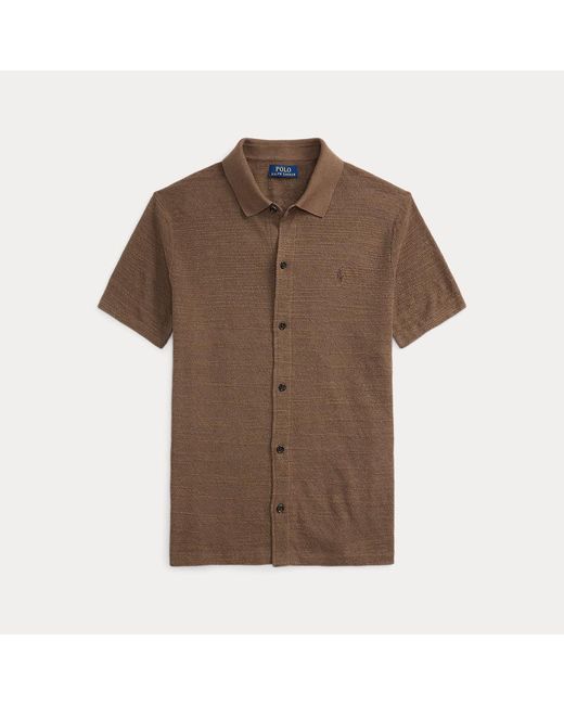 Maglia a camicia in cotone e lino di Polo Ralph Lauren in Brown da Uomo