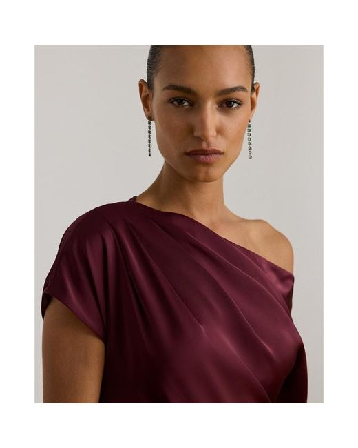 Abito lungo in charmeuse di raso di Ralph Lauren in Red