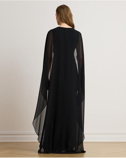 Ralph Lauren Blue Cape Georgette Gown