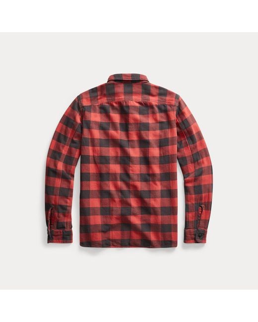 RRL Kariertes Arbeitshemd Aus Twill in Red für Herren