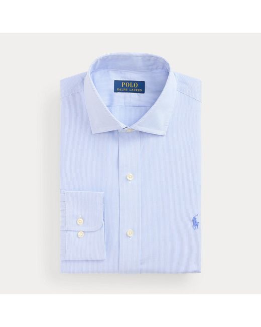 Polo Ralph Lauren Blue Custom Fit Striped Poplin Shirt for men
