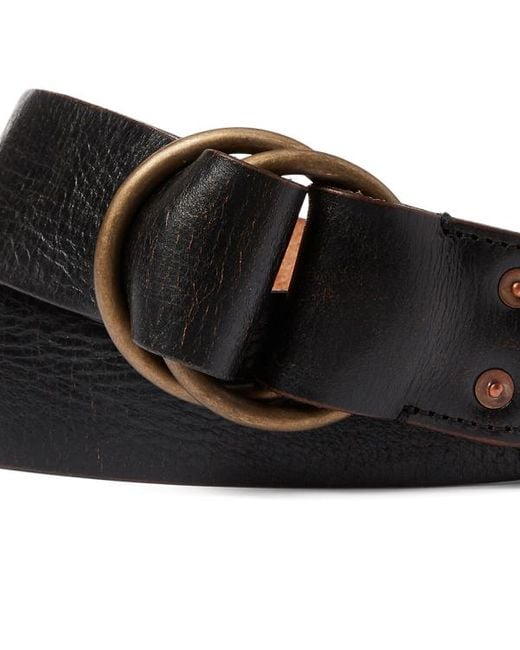 RRL Black Leather Double-o-ring Belt for men