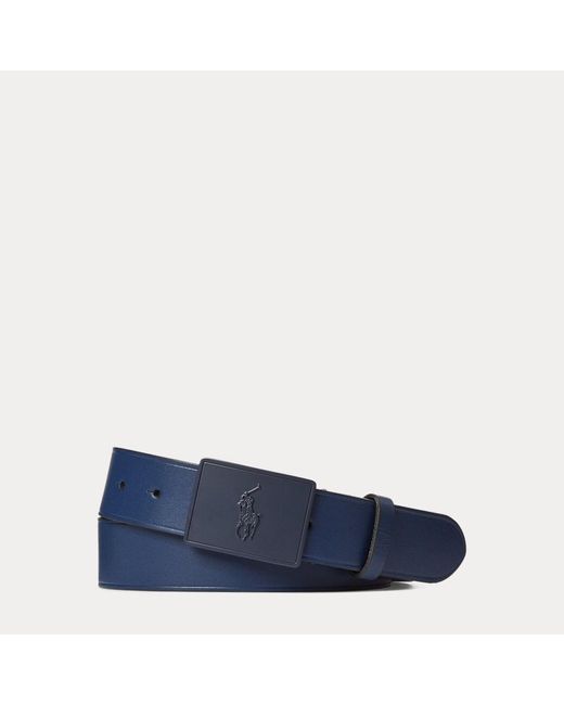 Polo Ralph Lauren Blue Pony Plaque Leather Belt for men