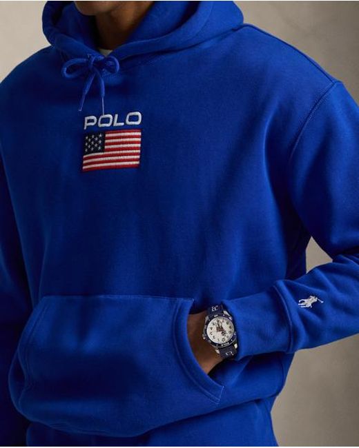 Polo Ralph Lauren Blue Flag Fleece Hoodie for men