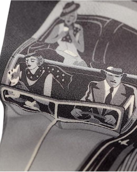 Ralph Lauren Gray Ralph Lauren Automobile-Print Cashmere-Silk Tie for men