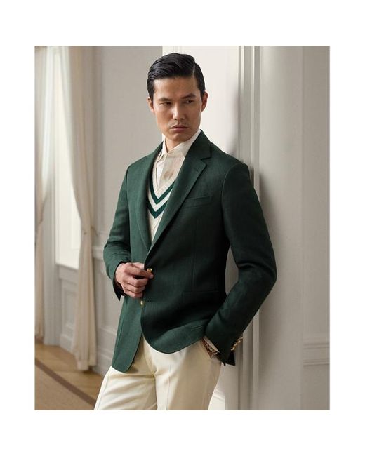 Blazer Hadley in lino fatto a mano di Ralph Lauren in Green da Uomo