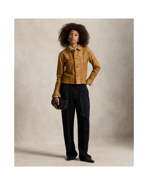 Ralph Lauren Brown Western Leather Shirt Jacket