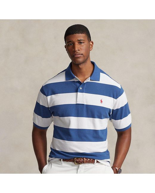 Polo Ralph Lauren Blue Ralph Lauren Striped Mesh Polo Shirt for men