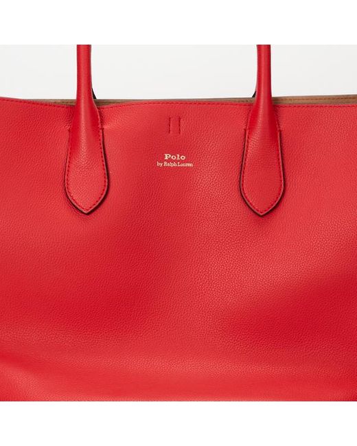 Tote Bellport media reversibile in pelle di Polo Ralph Lauren in Red