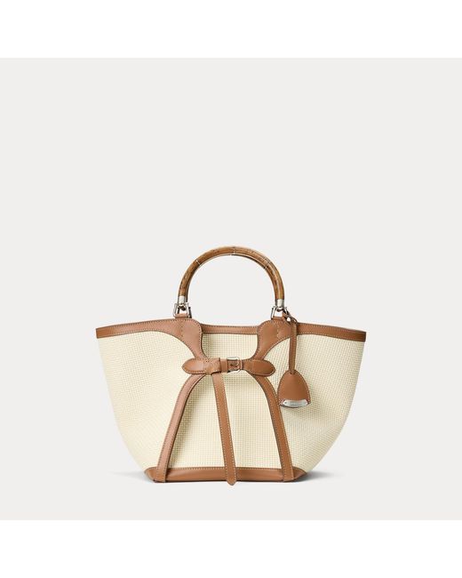 Ralph Lauren Blue The Ralph Lauren Calfskin-Trim Woven Tote