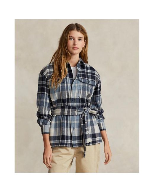 Polo Ralph Lauren Blue Belted Wool-blend Twill Shirt