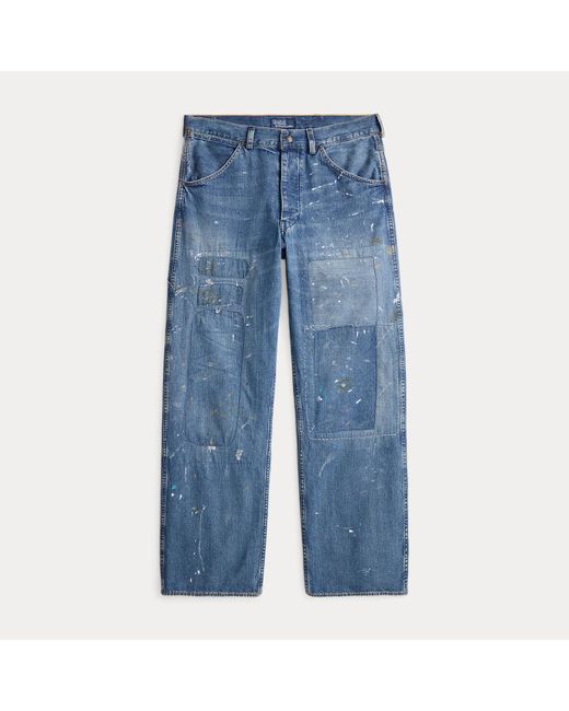 Polo Ralph Lauren Blue Relaxed Fit Distressed Carpenter Jean for men