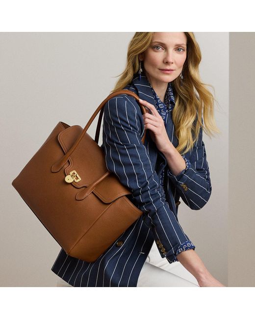 Ralph Lauren Blue Ralph Lauren Pebbled Leather Large Tanner Satchel