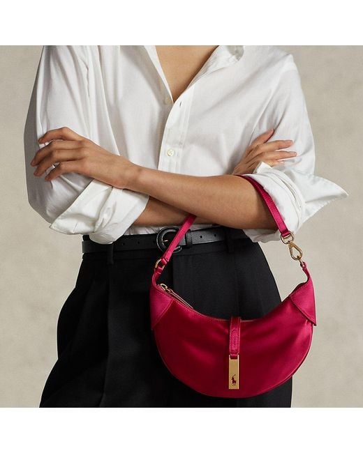 Ralph Lauren Pink Polo Id Satin Mini Shoulder Bag