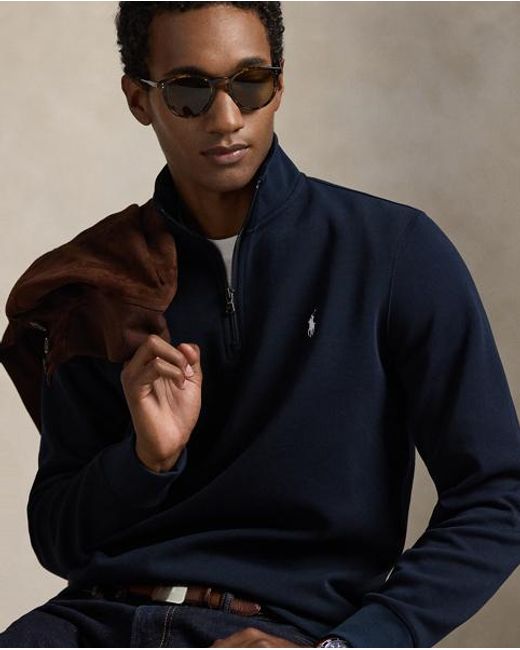 Polo Ralph Lauren Blue Double-Knit Quarter-Zip Pullover for men
