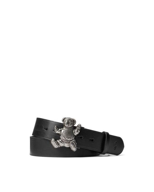 Polo Ralph Lauren Black Ralph Lauren Polo Bear Leather Belt for men
