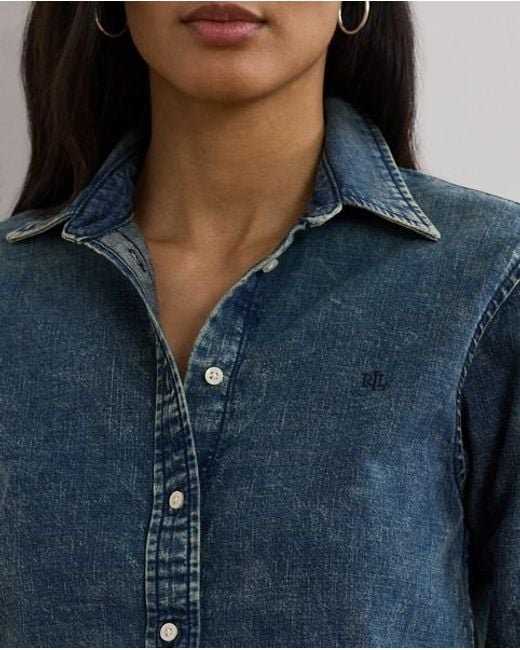 Ralph Lauren Classic Fit Denim Overhemd in het Blue