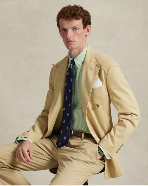 Polo Ralph Lauren Gray Custom Fit Striped Linen Shirt for men
