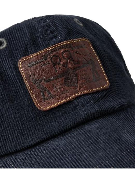 RRL Blue Leather-Patch Corduroy Trucker Cap for men