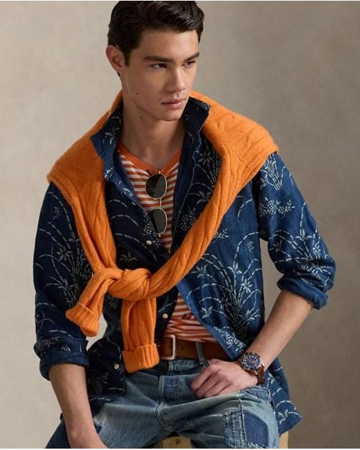 Polo Ralph Lauren Blue Classic Fit Floral Linen Shirt for men