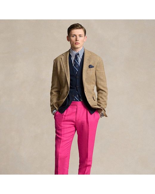 Polo Ralph Lauren Pink Pleated Linen Trouser for men