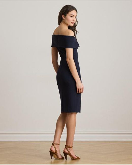 Ralph Lauren Blue Faille Off-The-Shoulder Cocktail Dress