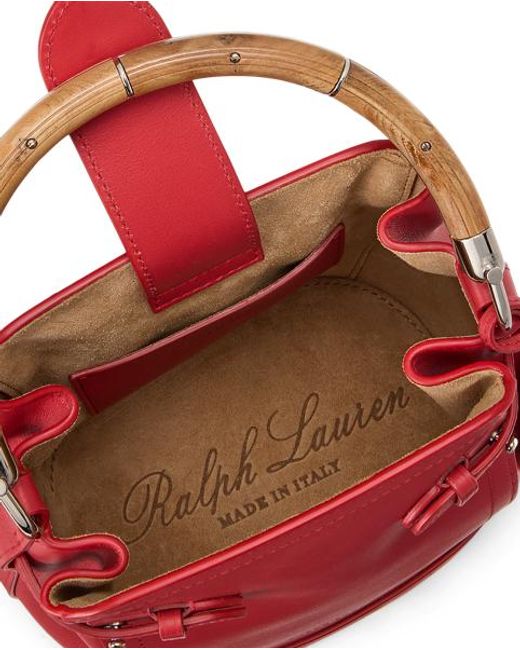 Ralph Lauren Red The Ralph Lauren Calfskin Small Bucket Bag