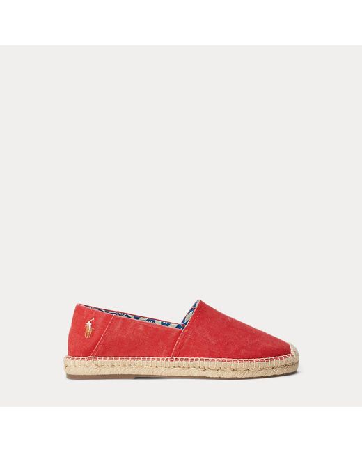 Polo Ralph Lauren Red Cevio Washed Canvas Espadrille for men
