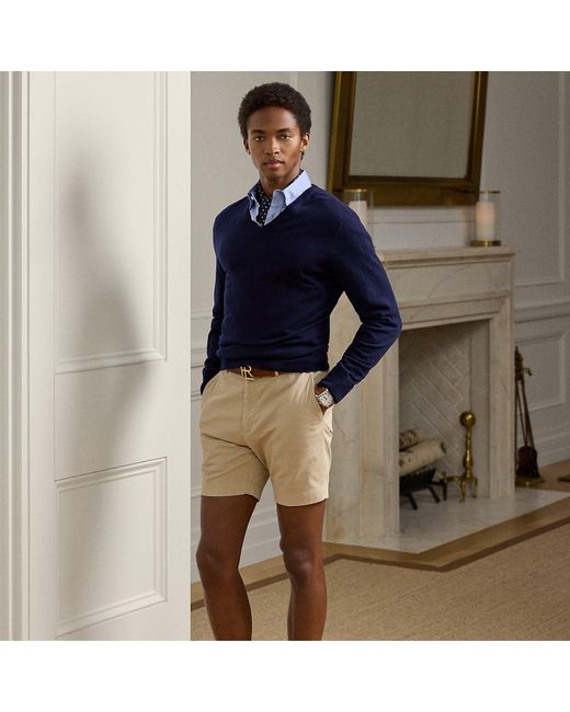 Ralph Lauren Blue Hand-Tailored Slim Fit Chino Short for men