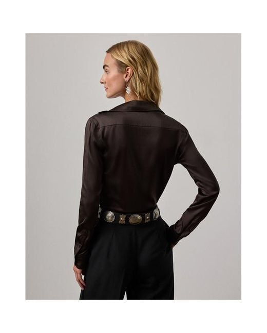 Camicia Cameron in seta Straight-Fit di Ralph Lauren in Black