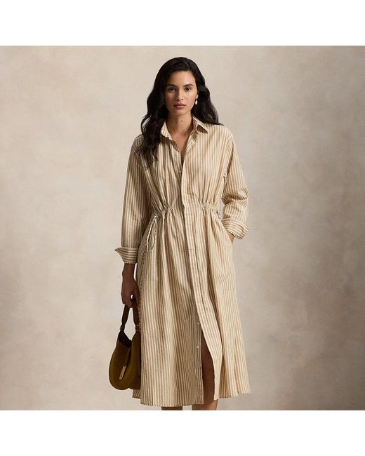 Polo Ralph Lauren Natural Striped Drawcord Shirtdress