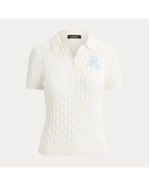 Ralph Lauren Natural Cable-Knit Cotton Polo Jumper