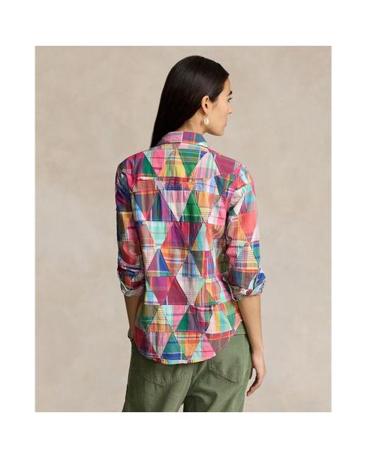 Polo Ralph Lauren Geruit Patchwork Westernoverhemd in het Multicolor