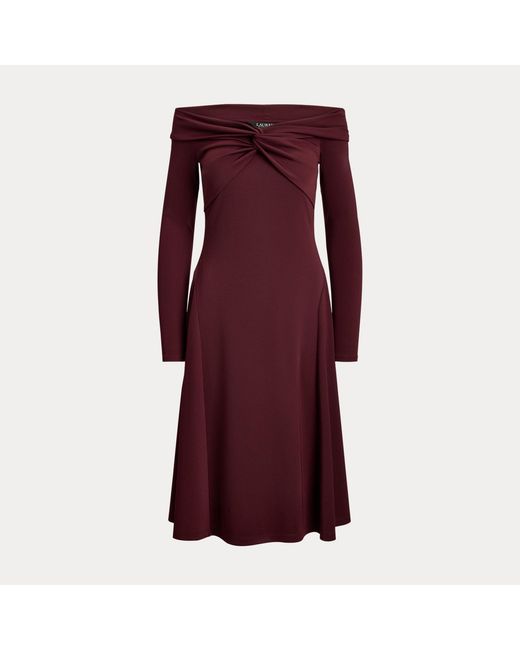 Ralph Lauren Purple Twist-Front Off-The-Shoulder Dress