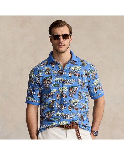 Ralph Lauren Grotere Maten - Mesh Polo-shirt Met Polo Bear in het Blue voor heren