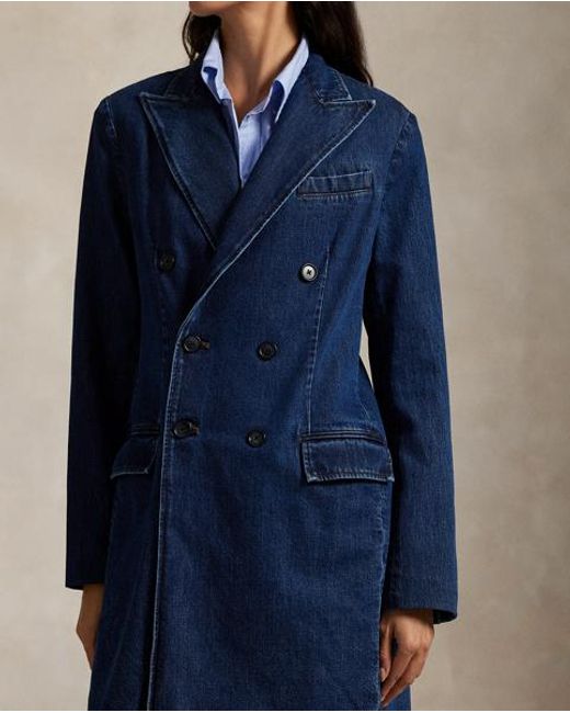 Ralph Lauren Blue Zweireihige Jacke Aus Denim