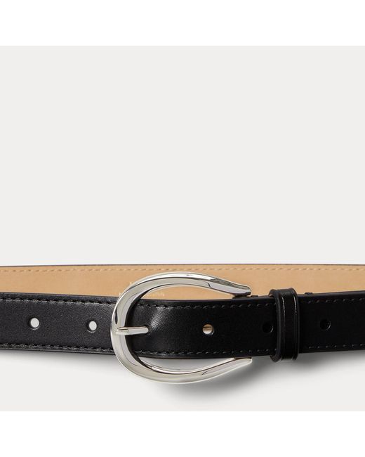 Polo Ralph Lauren Black Stirrup-Buckle Leather Belt